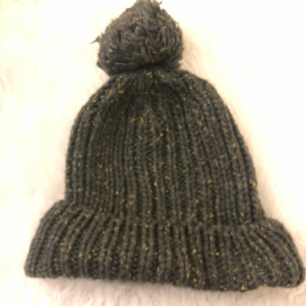 Gray Beanie with Pom Pom